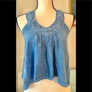 Poesia shiny blue tank top. S